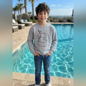 Marushka Gray Kids' Snowman Fleece Lined Sweatshirt Size M
